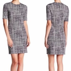 Theory Rijik Black White Crosshatch Dress Size 8